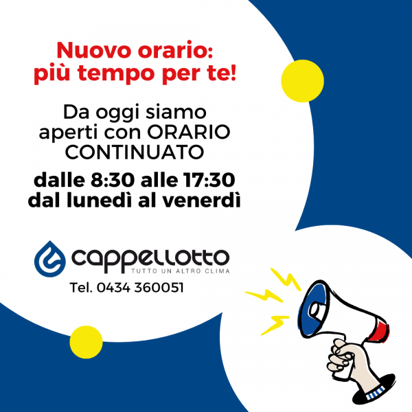 Nuovo orario: più tempo per te!